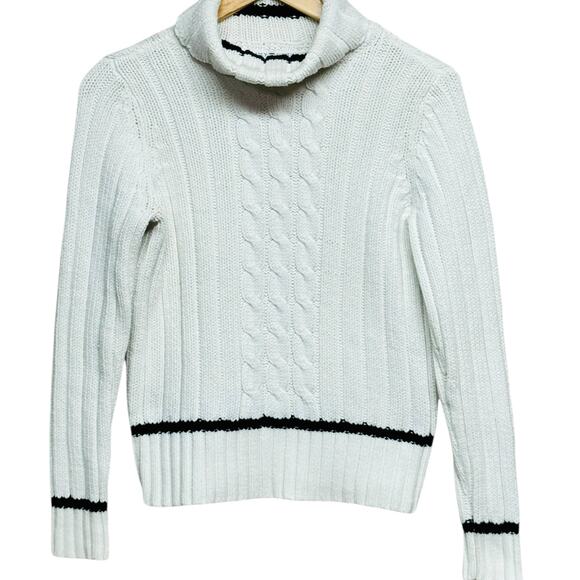 Vintage 90s Tommy Hilfiger White Cable Knit Sweater Size Medium Made in Japan - Picture 1 of 7